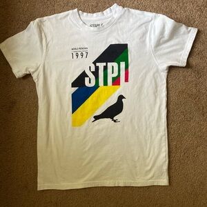 Staple Pigeon White Graphic Tee with Multicolor Design